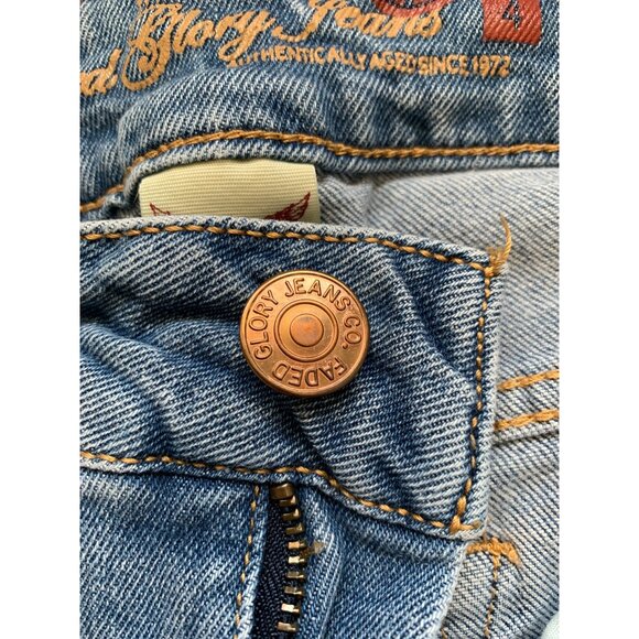 Faded Glory Womens Distressed Denim Bermuda Shorts Rolled Hem Blue Jeans Size 4 - Picture 5 of 12